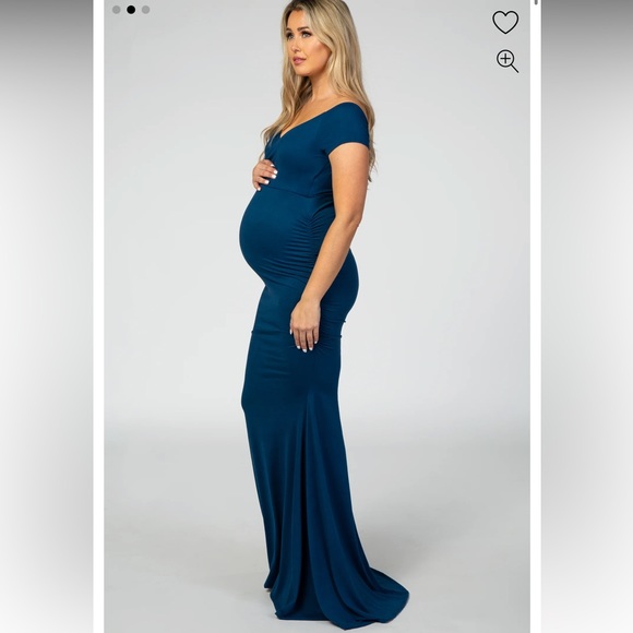 NWT Pink Blush Maternity Off Shoulder Wrap Maternity Photoshoot Dress - Picture 2 of 9